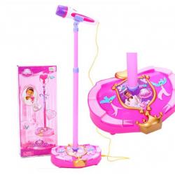 Vaikiškas mikrofonas su stovu - karaokė Pink